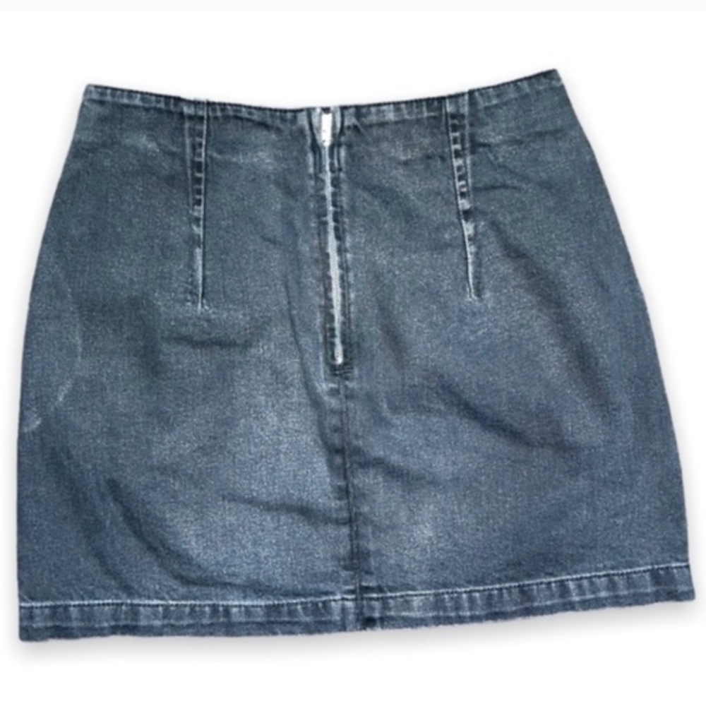 Topshop Moto Black Denim Rose Embroidered Skirt - Picture 6 of 6
